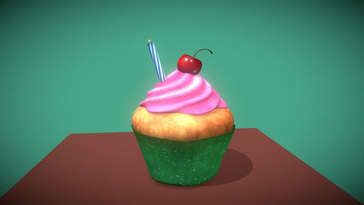 Birthday Cupcake 3D Model
