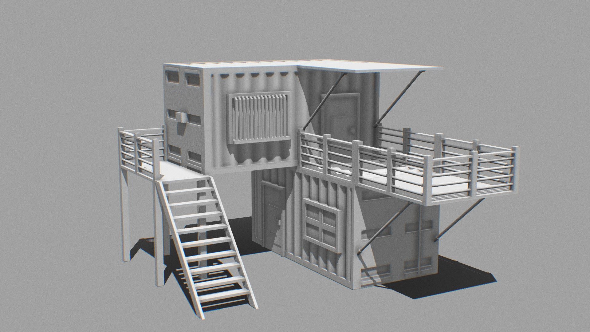 Untextured Shipping Container Building