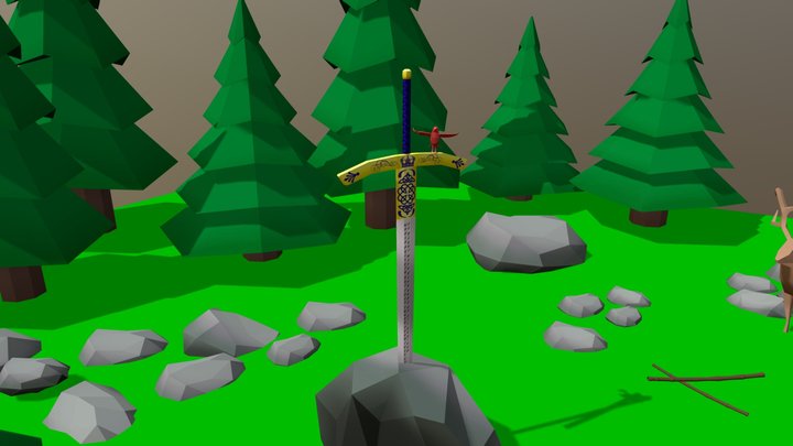 La espada en la piedra 3D Model