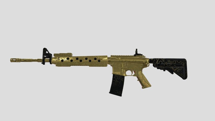 M4A1 Gold 3D Model