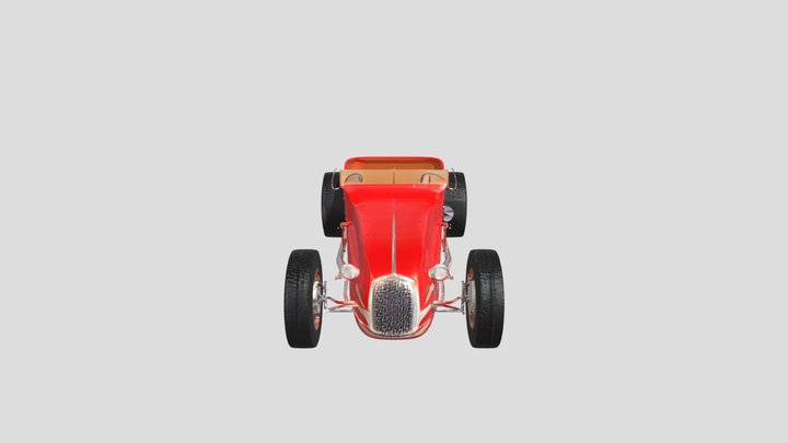 red vintage race car 3D Model