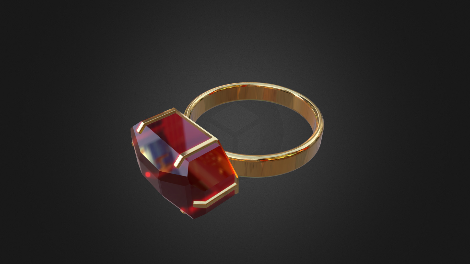 3D model Ring with ruby - This is a 3D model of the Ring with ruby. The 3D model is about a red and gold ring.