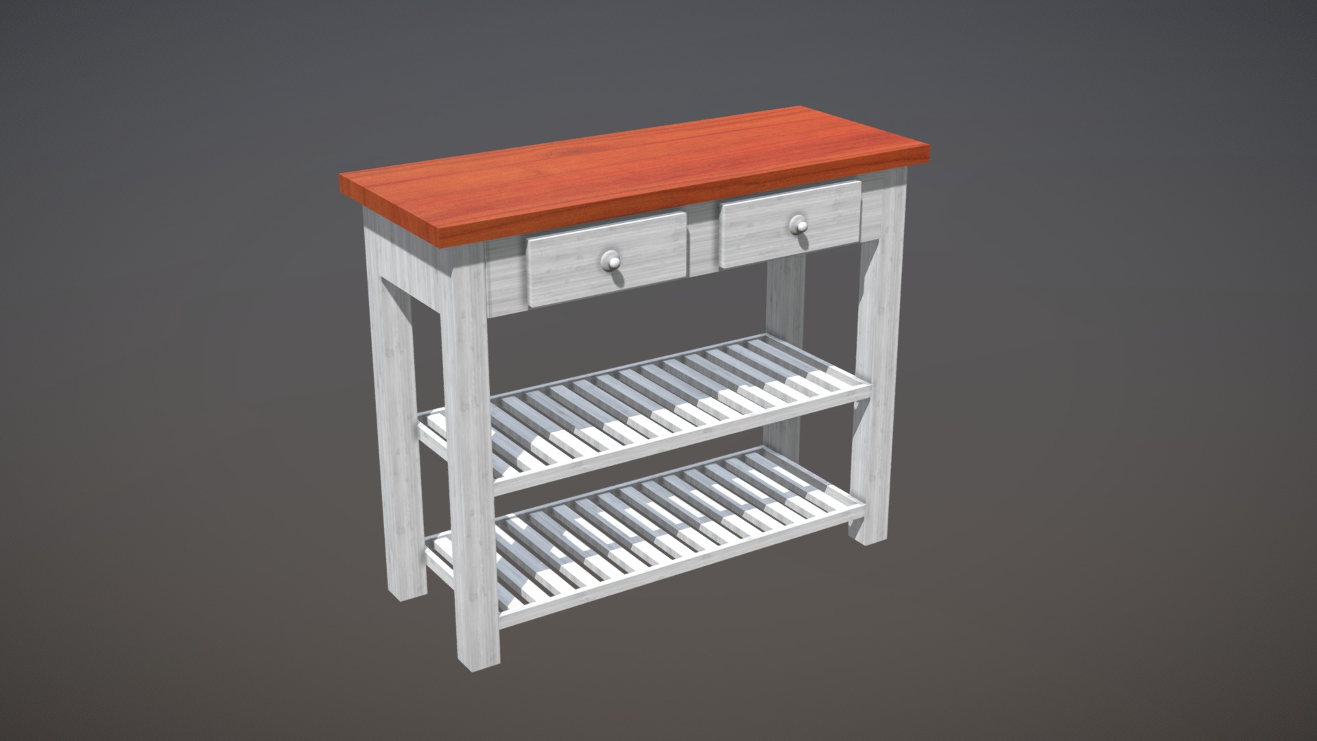 3D model Kitchen Table - This is a 3D model of the Kitchen Table. The 3D model is about a white and brown bed frame.