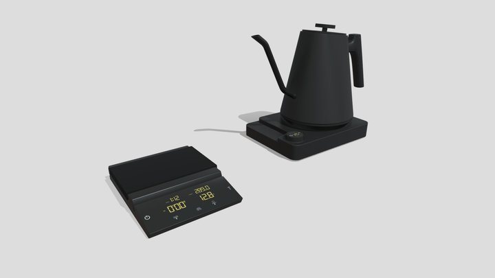 Coffee Scales and Kettle 3D Model