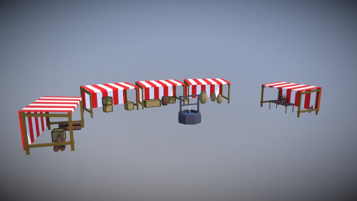 Low Poly Market – Kostenloses 3D-Modell STL