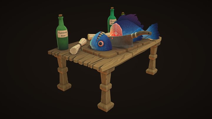 Fisherman Table Low Poly 3D Model
