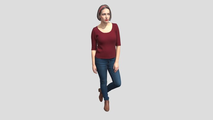 Burgundy Knit Top Portrait – Kostenloses 3D-Modell STL