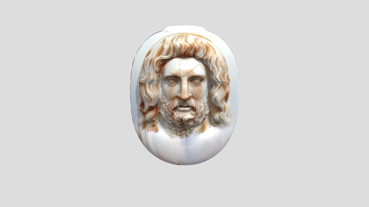 ancient carved face in stone 3D Model