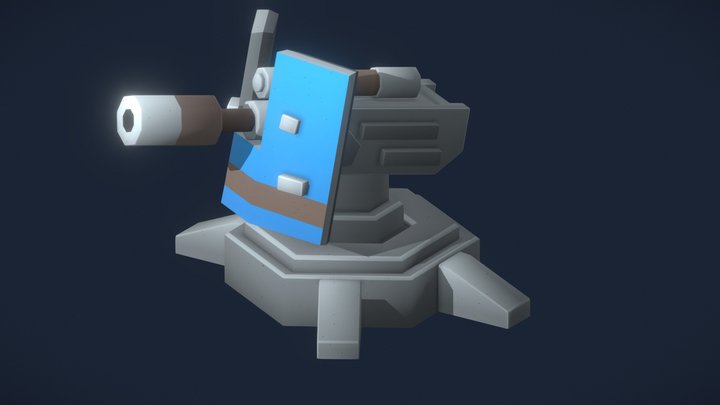 Animated Game-Ready Turret 3D Model
