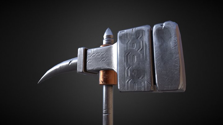 Dwarven Warhammer 3D Model