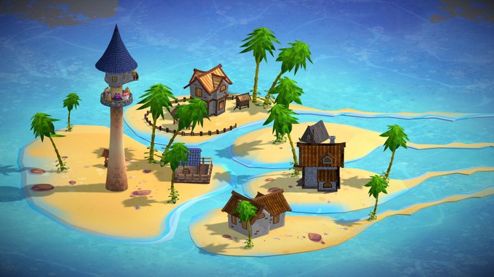 Fantasy Island 3D Model