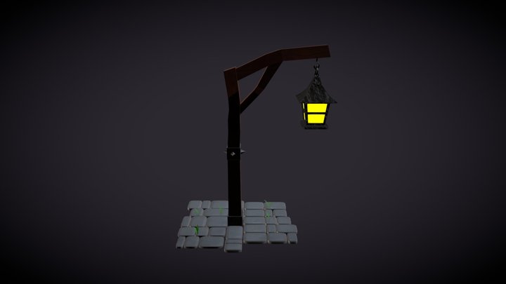 Stylized Lantern Pole 3D Model