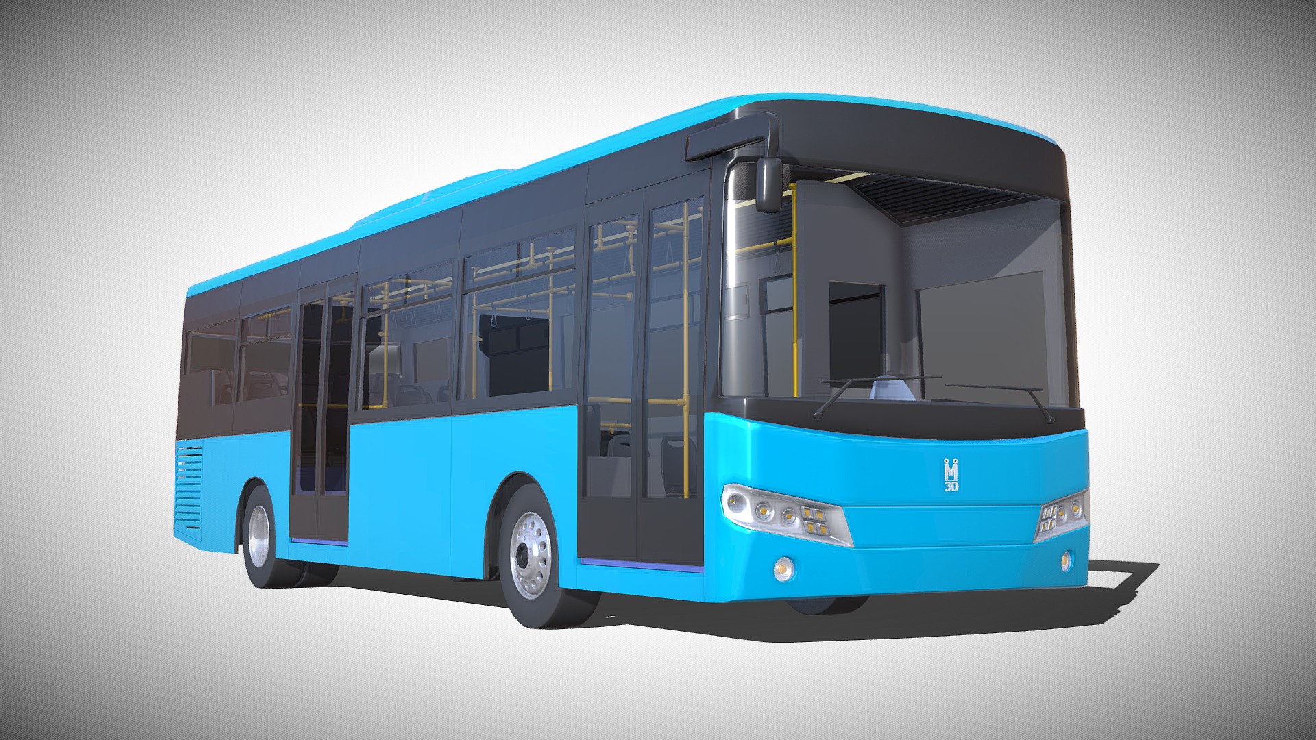 3D model City Bus - This is a 3D model of the City Bus. The 3D model is about a blue and white bus.
