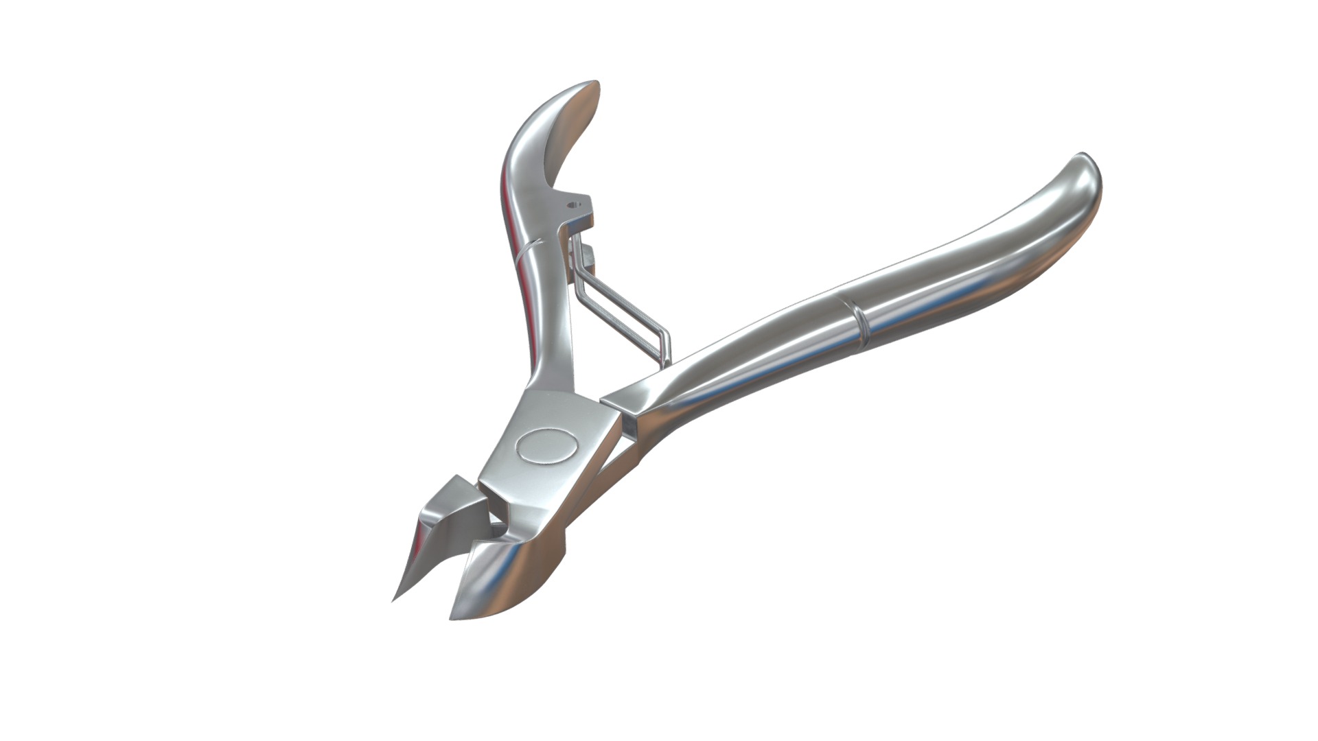 3D model Stainless Steel Cuticle Nipper - This is a 3D model of the Stainless Steel Cuticle Nipper. The 3D model is about a silver knife with a handle.