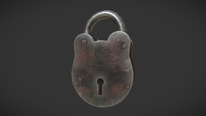 Old Rusty Steel Padlock 3D Model