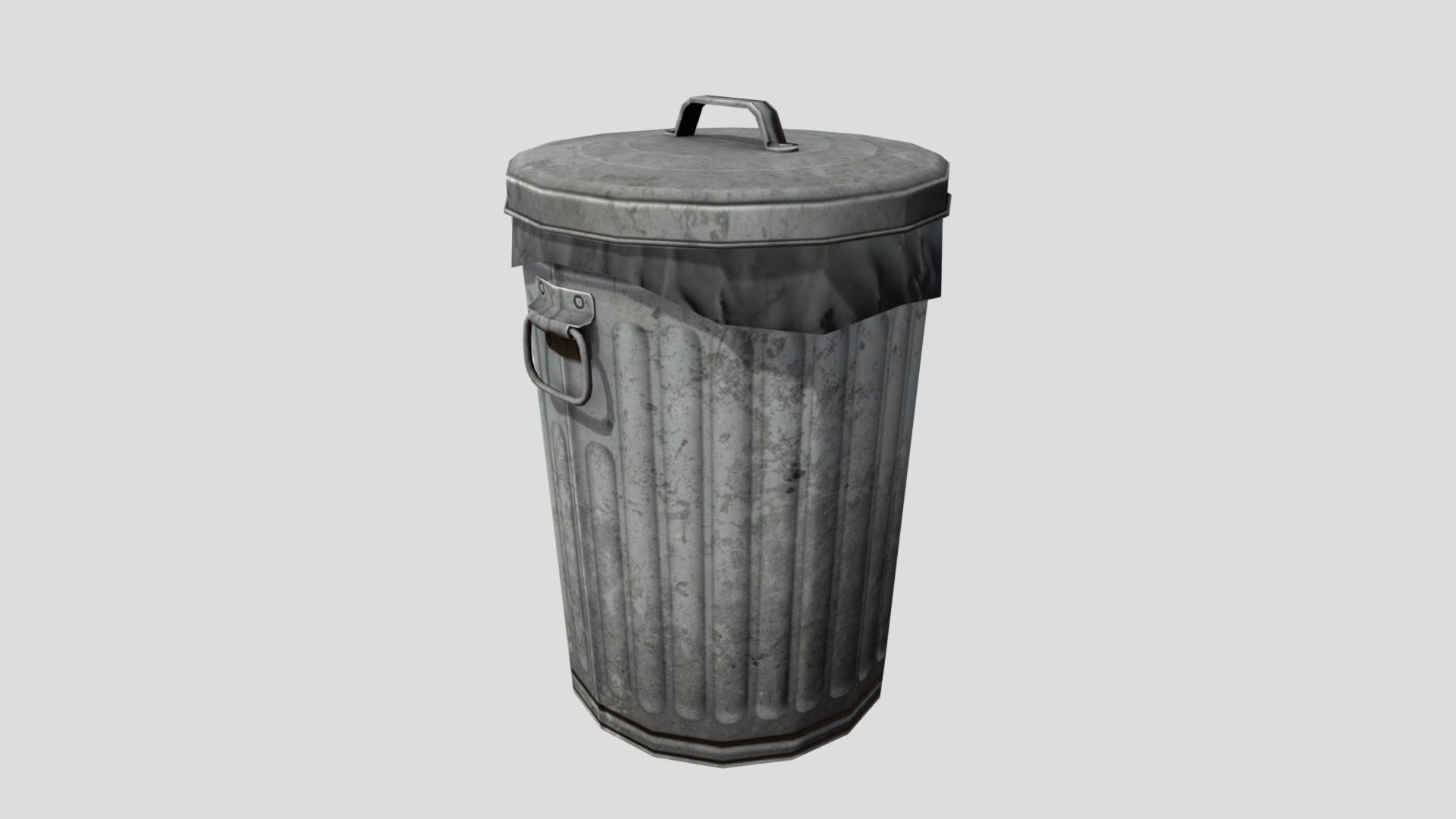 3D model Trashcan_01 - This is a 3D model of the Trashcan_01. The 3D model is about a black metal can.