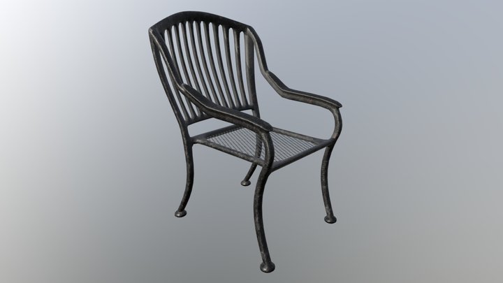 Weathered Metallic Patio Chair 3D Model