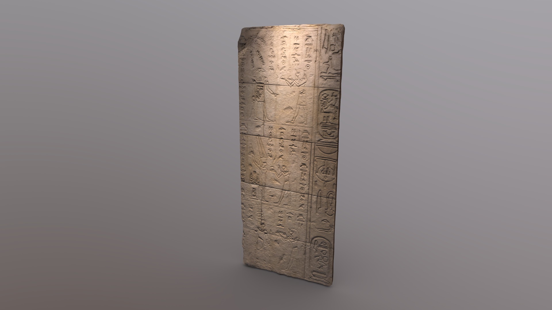 3D model Egyptian Tablet 02 (photogrammetry) - This is a 3D model of the Egyptian Tablet 02 (photogrammetry). The 3D model is about a stone with writing on it.