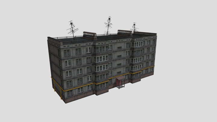 LowPoly Panelka psX 3D Model