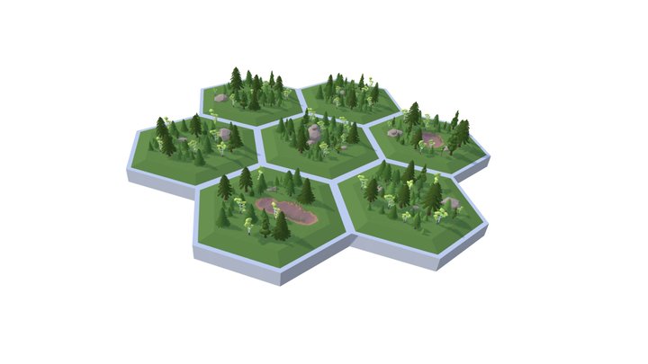 Hex World Woods 3D Model