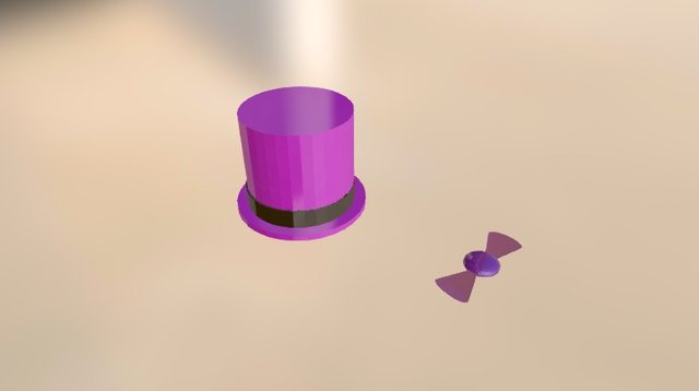 Purple Hat And Bow 3D Model