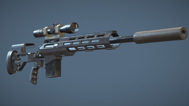 Sniper Rifle: Komodo D7CH (Real time) 3D Model