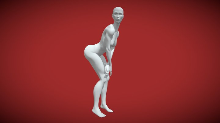 Posed & T-Pose Female Base Mesh Mid Poly Rigged 3D Model