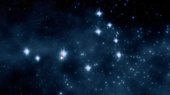 Bright stars of an open cluster 3D Model