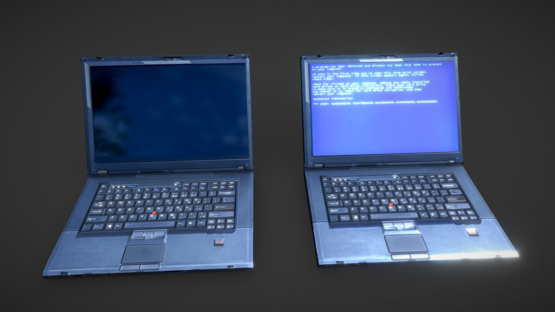 3D model Notebook(PBR)(U3D) - This is a 3D model of the Notebook(PBR)(U3D). The 3D model is about a couple of laptops sit on a table.