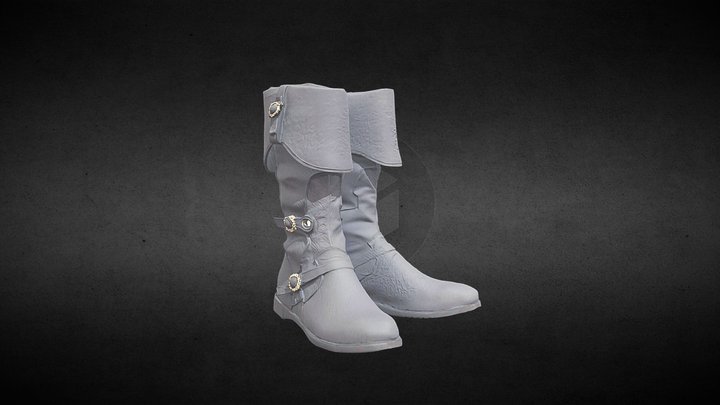 Black+leather+boots+3d+model 3D Model