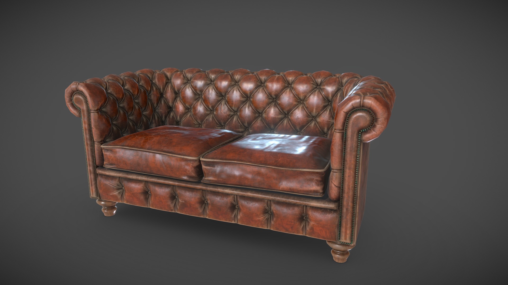 3D model Chesterfield sofa - This is a 3D model of the Chesterfield sofa. The 3D model is about a brown leather couch.