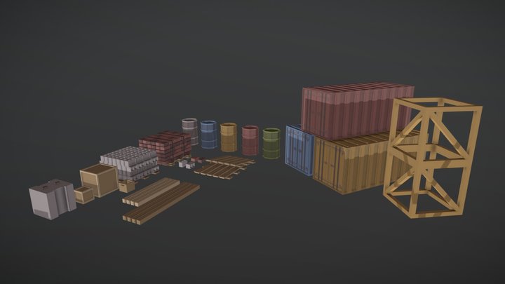 Voxel Construction Materials Asset Pack 3D Model