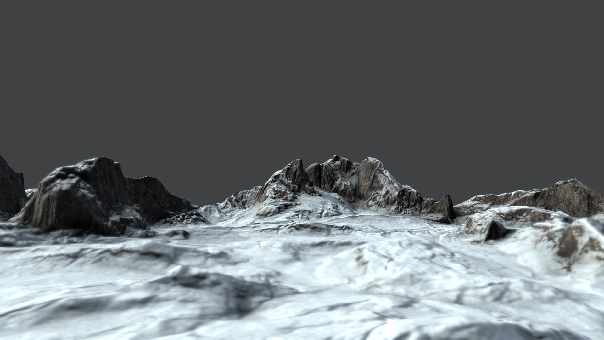 3D model Rock Terrain under the Snow - This is a 3D model of the Rock Terrain under the Snow. The 3D model is about a rocky beach with a dark sky.