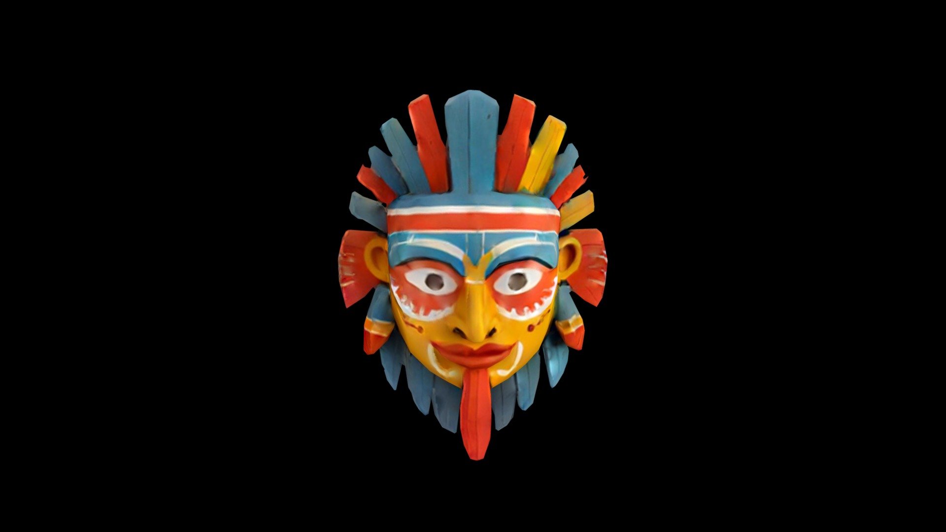 A colorful mask featuring red, yellow, and blue - Download Free 3D ...