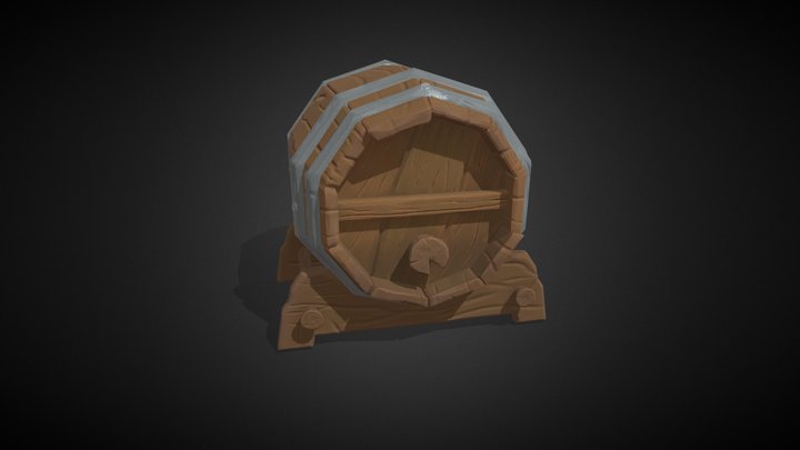 Stylized Low Poly Barrel 3D Model