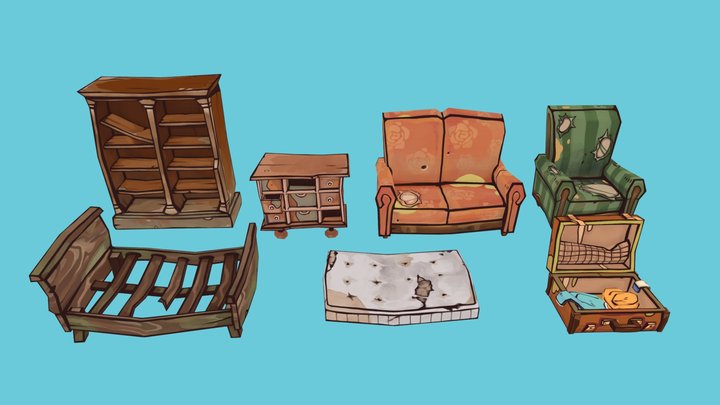 Flotsam props - furnitures 3D Model