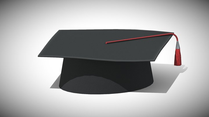 Graduation Cap - low poly 3D Model