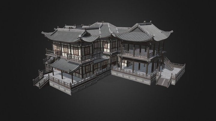 Procedural asian architecture test 12 – Modello 3D gratuito STL