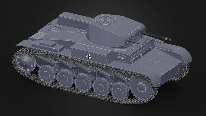 [WIP] 3D Printable Panzer II Ausf F (1:16 Scale) 3D Model