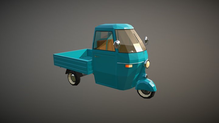 Low Poly Three Wheeled Pickup 3D Model