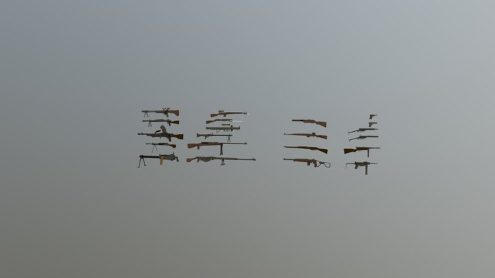 Low Poly World - Weapon pack WW2 3D Model