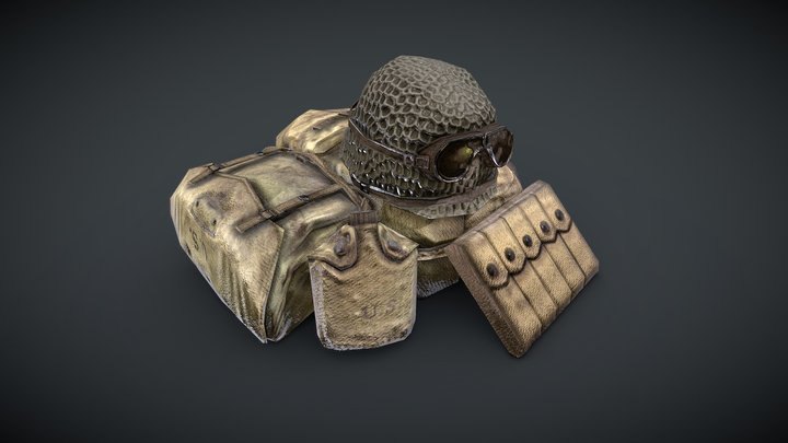 WWII American Soldier Equipment 3D Model