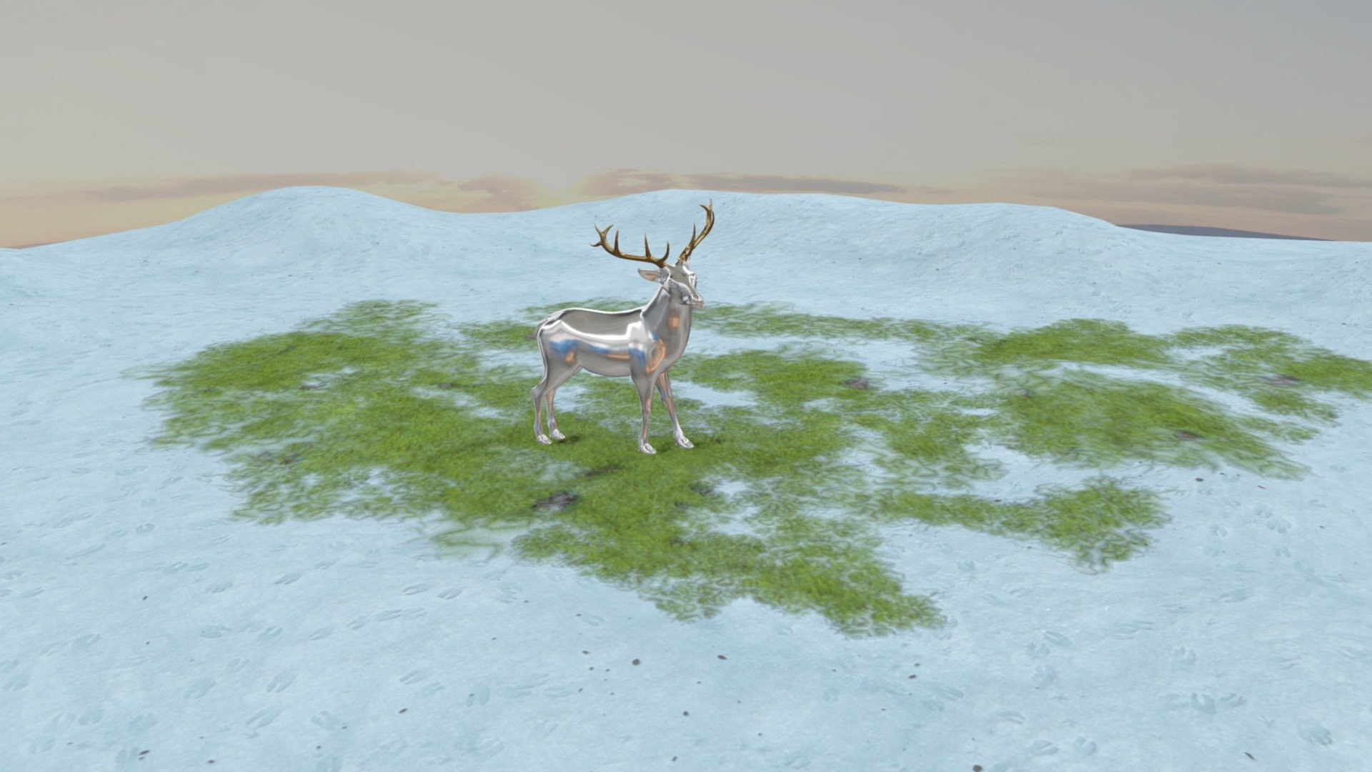 FUN CHRISTMAS REINDEER SNOW SCENE