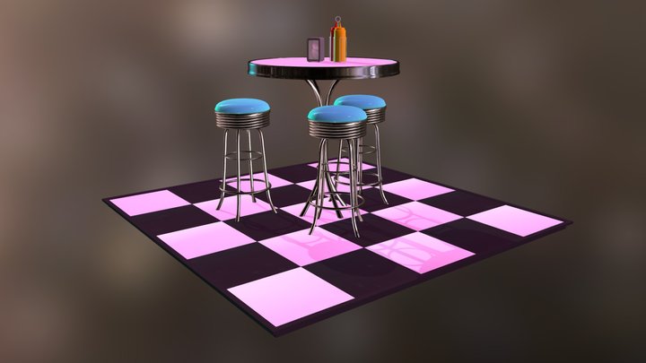 50s Diner Scene 3D Model