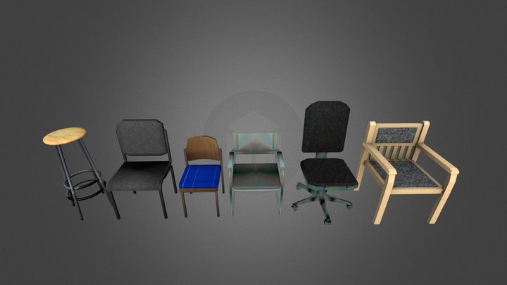 Low-Poly-Chair-Set – Kostenloses 3D-Modell STL