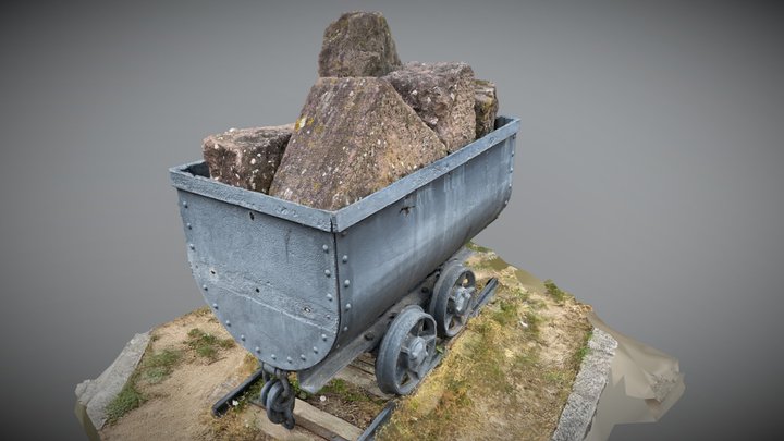 Old stone mine train carriage 3D Model
