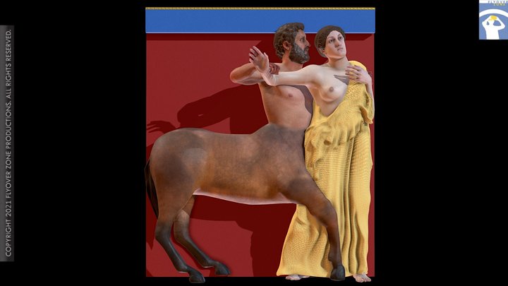 3D rendering of Metope South 22 Restored (Parthenon)