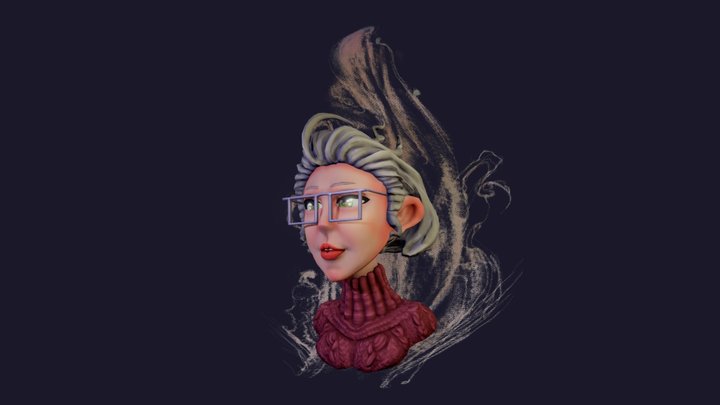 Toon Girl With Glasses 3D Model
