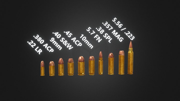 Bullets calibers named. 3D Model
