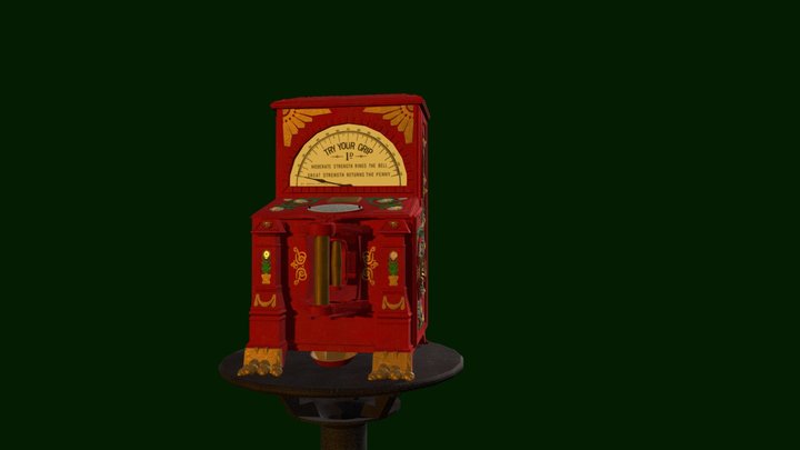 Red Victorian Arcade Machine Try Your Grip 1890 3D Model